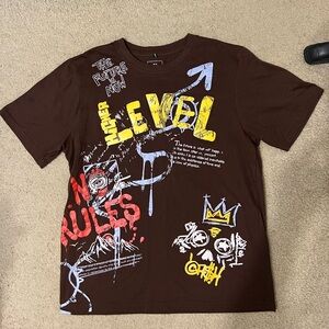 South Pole Brown Graphic Tee with Colorful Accents
